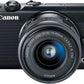 Canon Câmera sem espelho EOS M100 com lente de 15 a 45 mm - Wi-Fi, Bluetooth e NFC (preta)